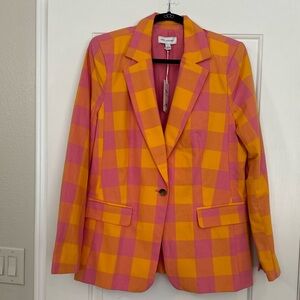 Free Assembly Linen Plaid Blazer